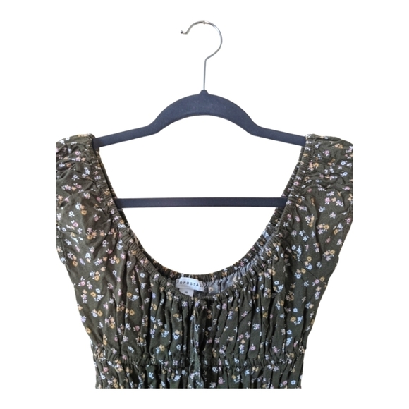 Aeropostale Boho Ditsy Floral Scoop Neck A Line Dress Women's XS Martini Olive - Picture 6 of 11